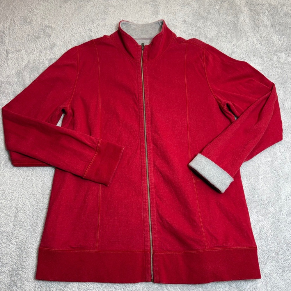 Tommy Bahama Reversible Jacket Women M Red Grey Full Zip Mock Neck Active